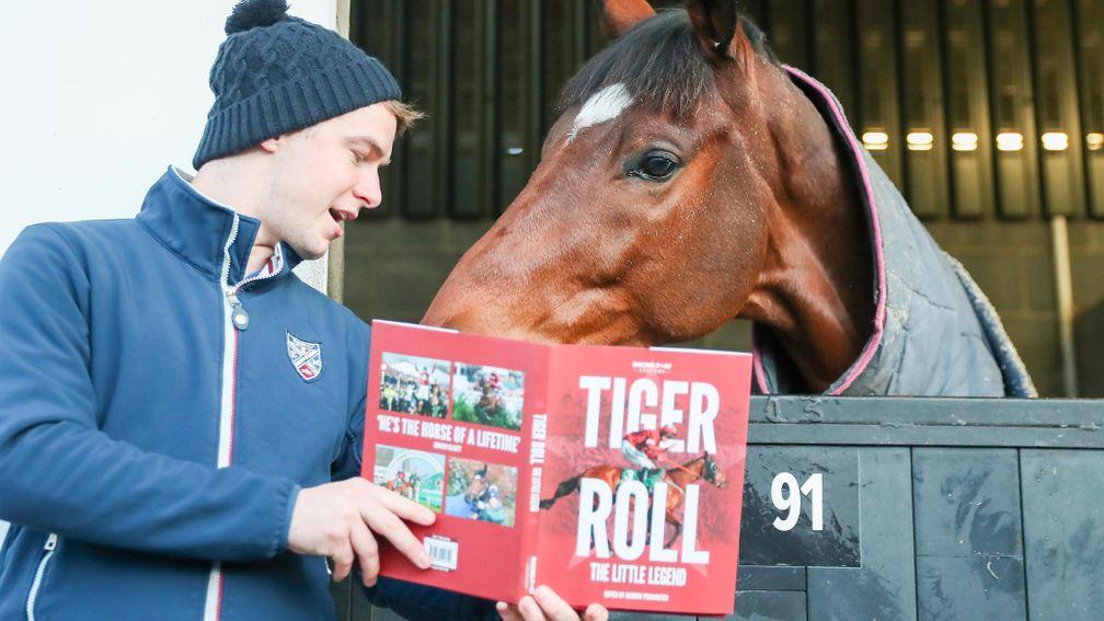 Best seller: Tiger Roll catches up on some reading at Gordon Elliott's yard on Wednesday