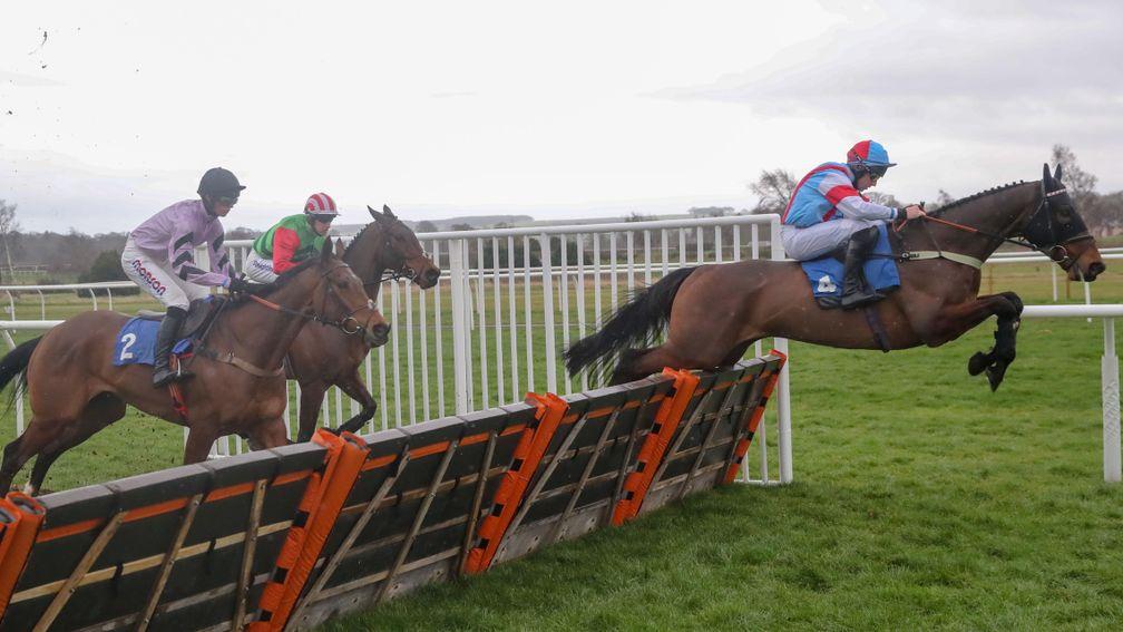 Rouge Vif (Gavin Sheehan) flies the last on his way to Grade 2 success at Kelso