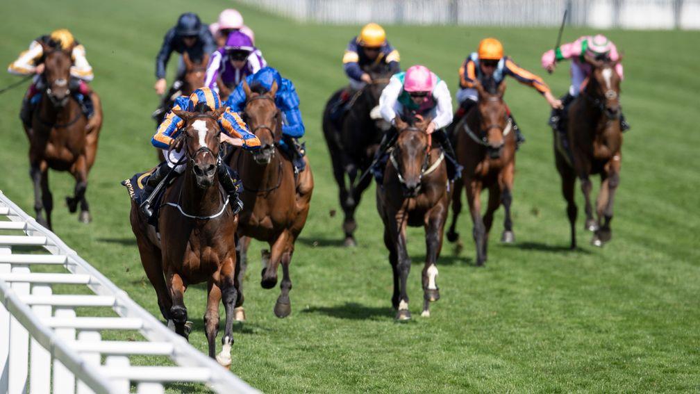 Magic Wand surges clear of the field in the Ribblesdale Stakes at Royal Ascot
