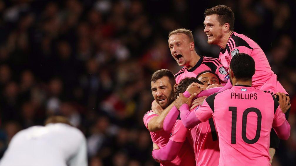Scotland players celebrate against Slovakia
