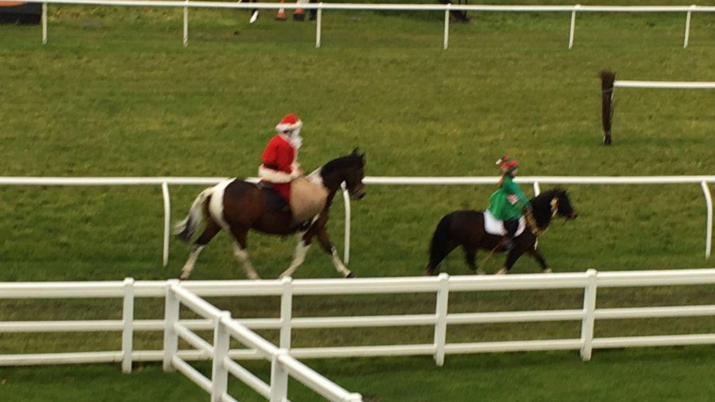Santa Claus (Andy Irvine, but don't tell the kids) and helper parade before racing