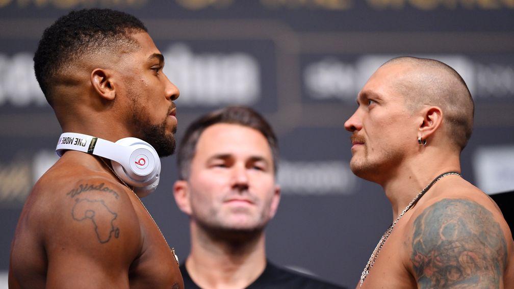 Anthony Joshua and Oleksandr Usyk square off in the ring on Saturday night