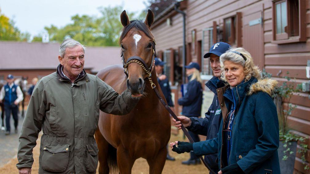 Luca and Sara Cumani and stud groom Martin Languillet with the Galileo colt out of Koora