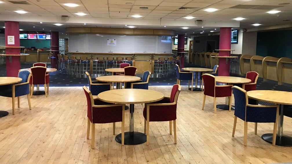 The empty Bar at Dundalk on the first evening of behind closed doors racing