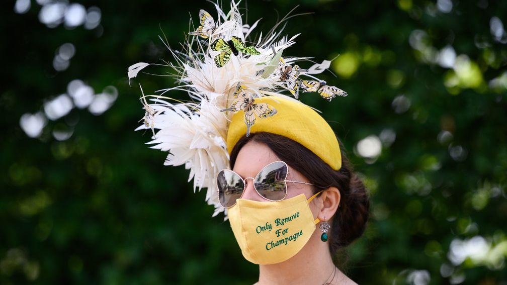Only Remove For Champagne: a topical facemask on show at Royal Ascot