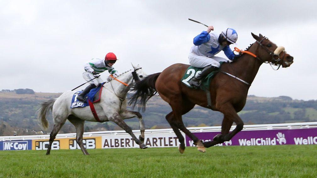 Belfast Banter and Kevin Sexton hold off Petit Mouchoir to win the County Hurdle at Cheltenham