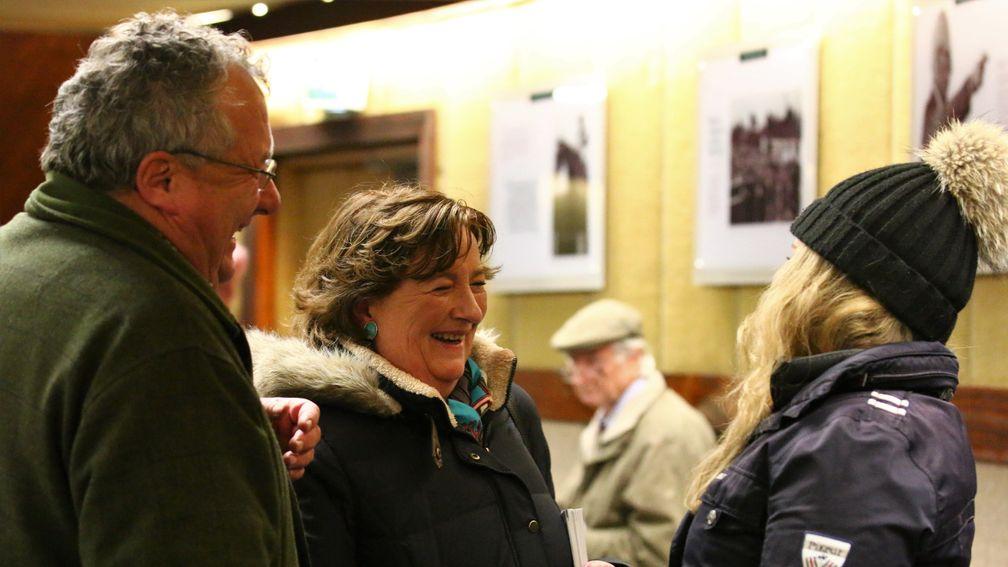 Cathy Grassick shares a joke with Tara Stud's Derek Iceton and Diane Hutch after signing for the Lope De Vega filly
