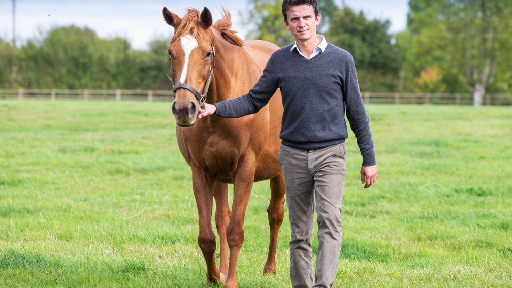 Henri Bozo with Starlet's Sister at Haras des Monceaux in 2019