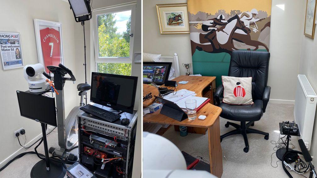 Ed Chamberlin's office at home where he will be broadcasting from