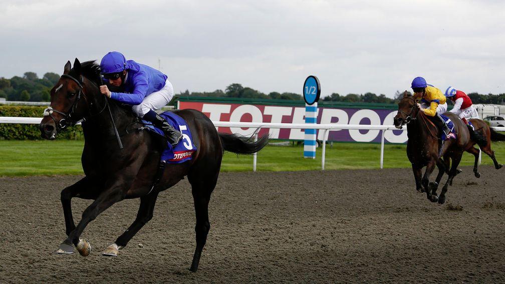 SUNBURY, ENGLAND - SEPTEMBER  05:  William Buick riding Jack Hobbs win The totescoop6 September Stakes at Kempton Park racecourse on September 05, 2015 in Sunbury, England. (Photo by Alan Crowhurst/Getty Images)