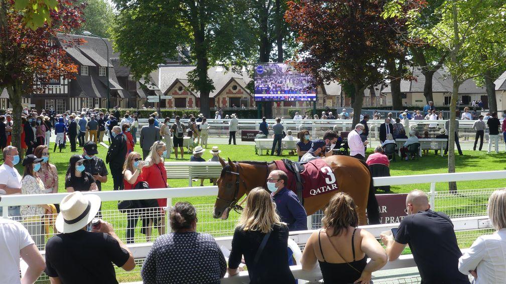 Sunshine and crowds greet the runners ahead of the Prix Amandine as Deauville reopens to the public as part of the easing of France's Covid-19 restrictions