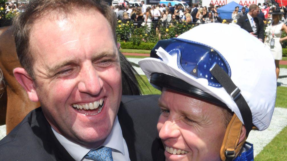 Charlie Appleby and Kerrin McEvoy could hardly contain thier excitement after Oceanographer's Lexus Stakes victory at Flemington