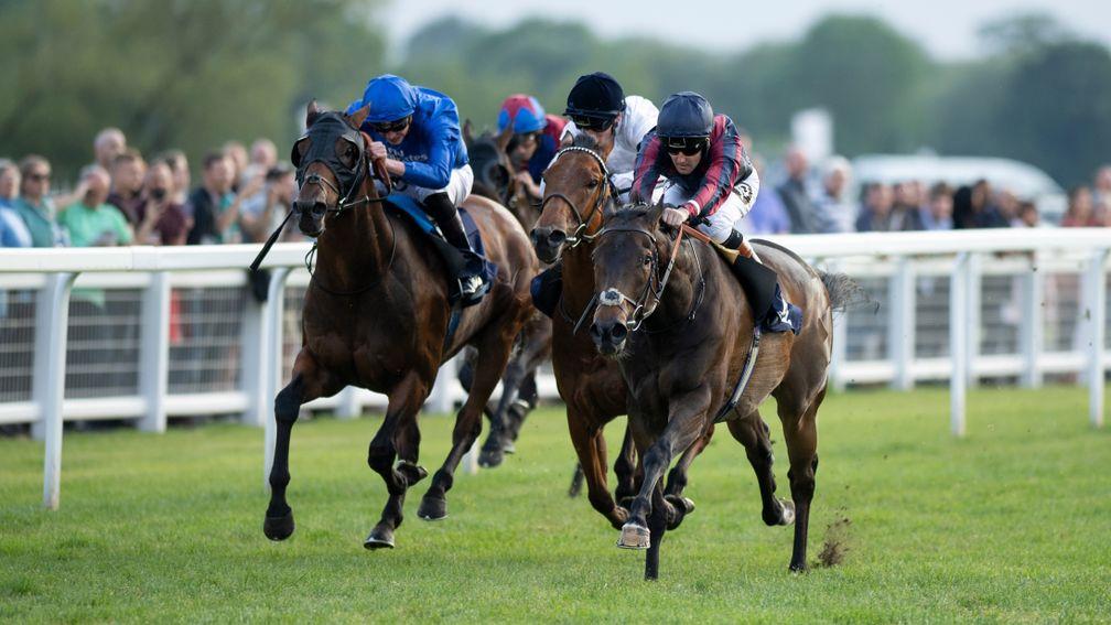 The Tin Man (Tom Queally,right) beats DâBai (left) in the listed 6f raceWindsor 21.5.18 Pic: Edward Whitaker