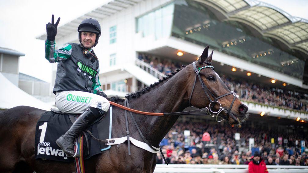 Altior and Nico de Boinville after winning the Queen Mother Champion Chase.Cheltenham Festival.Photo: Patrick McCann/Racing Post 13.03.2019