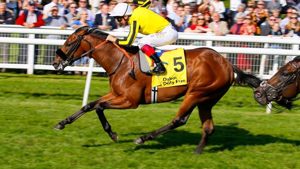James Garfield and Frankie Dettori land the Mill Reef Stakes to make it a red-letter day for trainer George Scott