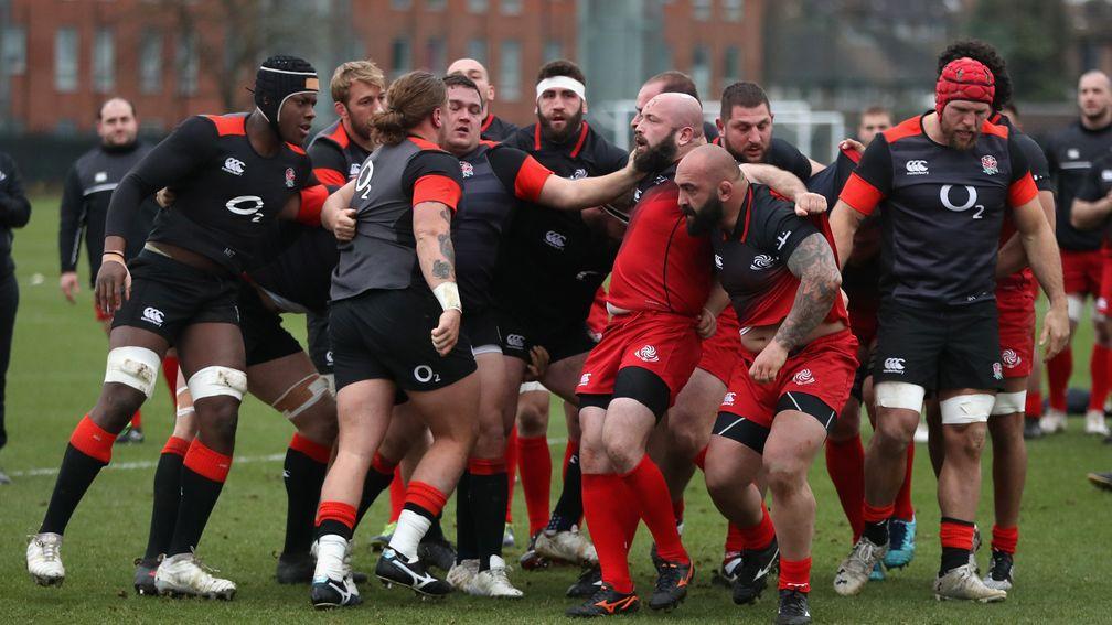 The England and Georgia packs famously came to blows during a specially arranged training session in 2018