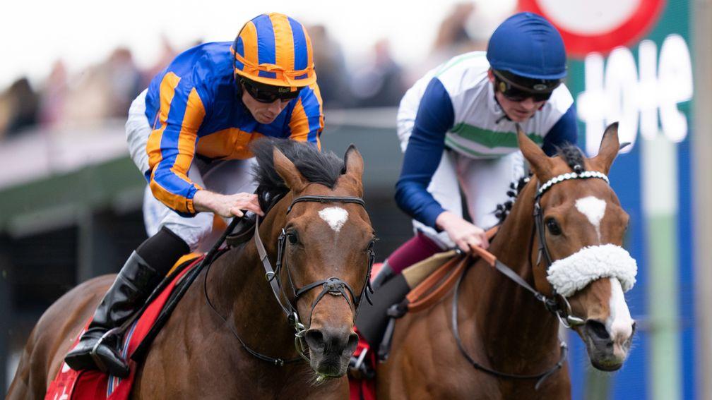 Cleveland (Ryan Moore,left) wins the Chester Cup from ColtraneChester 6.5.22 Pic: Edward Whitaker