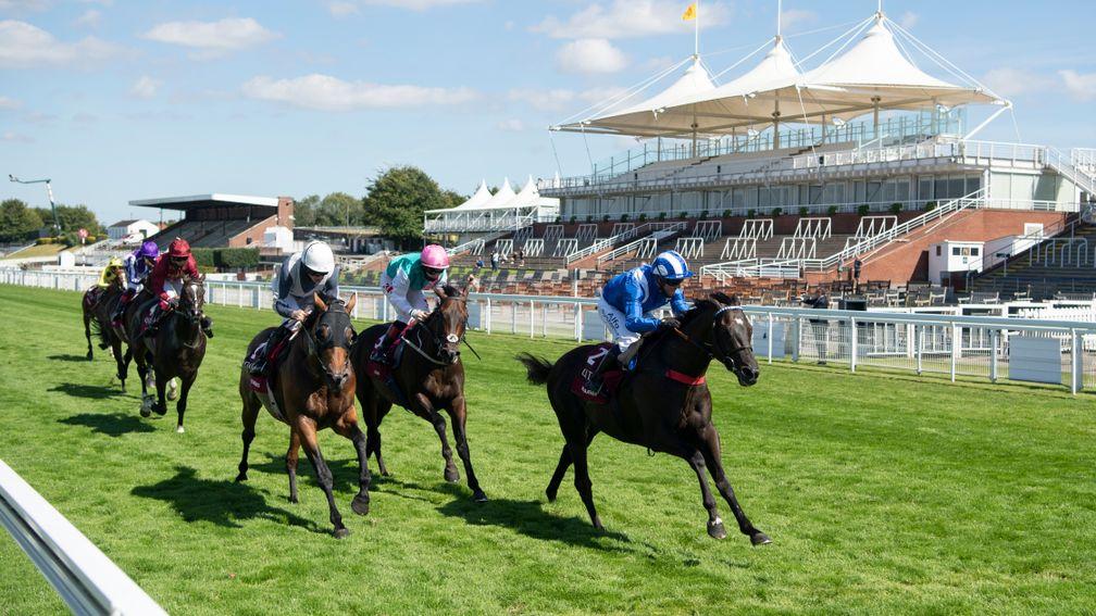 Circus Maximus (white cap) had both Siskin and Kameko behind when finishing second in the Sussex Stakes