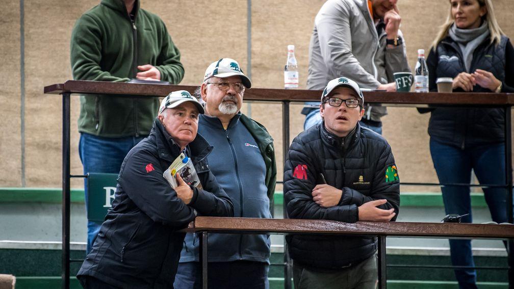 Ballylinch's John O'Connor, breeder Vimal Khosla and Mark Byrne watch proceedings
