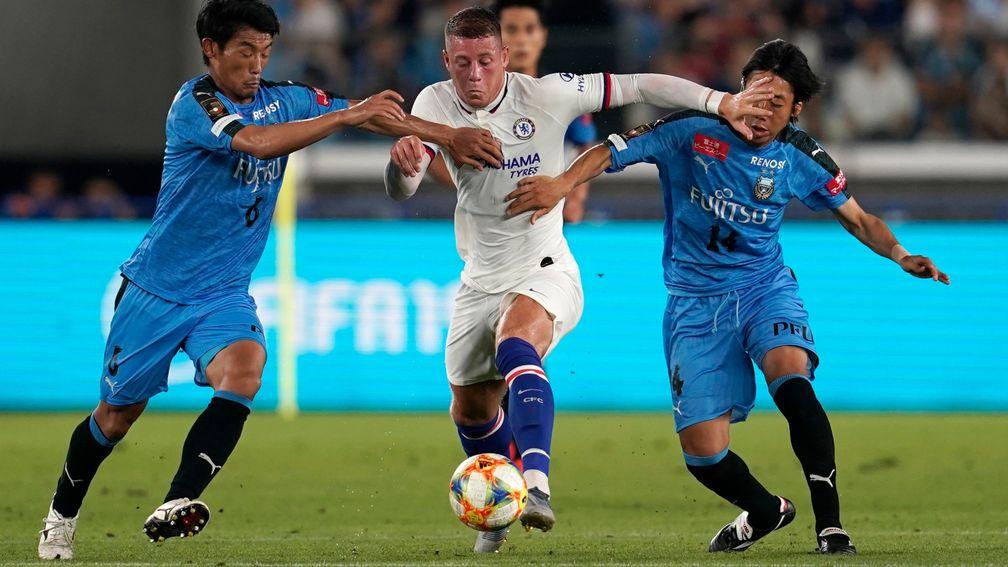 Chelsea's Ross Barkley (centre) takes on Kawasaki Frontale's Hidemasa Morita (left) and Kengo Nakamura during their pre-season friendly in July