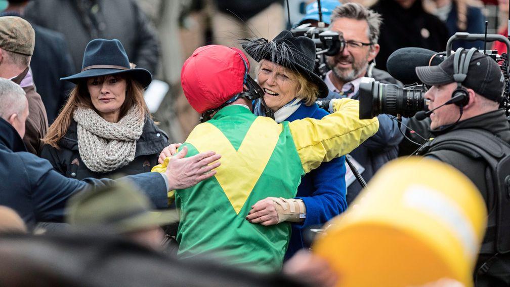 Jessica Harrington and Robbie Power will be hoping that these scenes after Sizing John's Gold Cup victory in 2017 can be repeated next March
