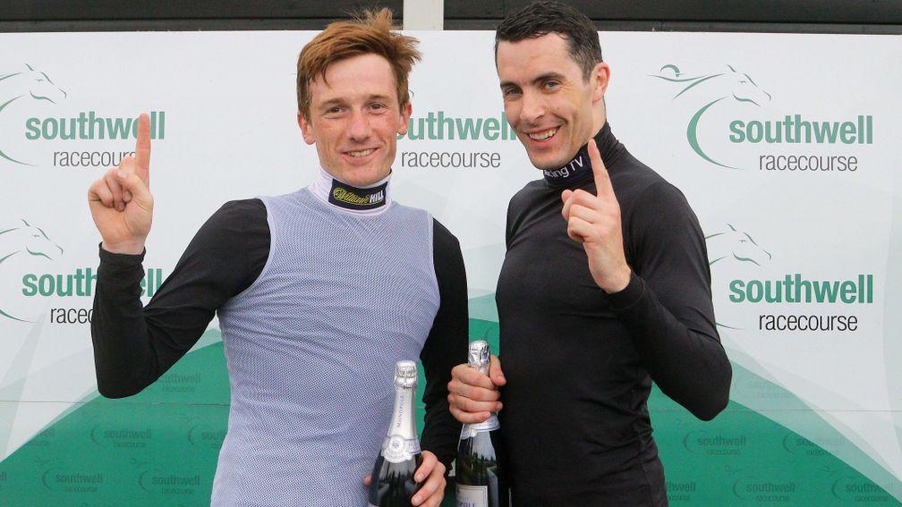 Sam Twiston-Davies (left) and Aidan Coleman celebrated their 1,000th winners at Southwell,