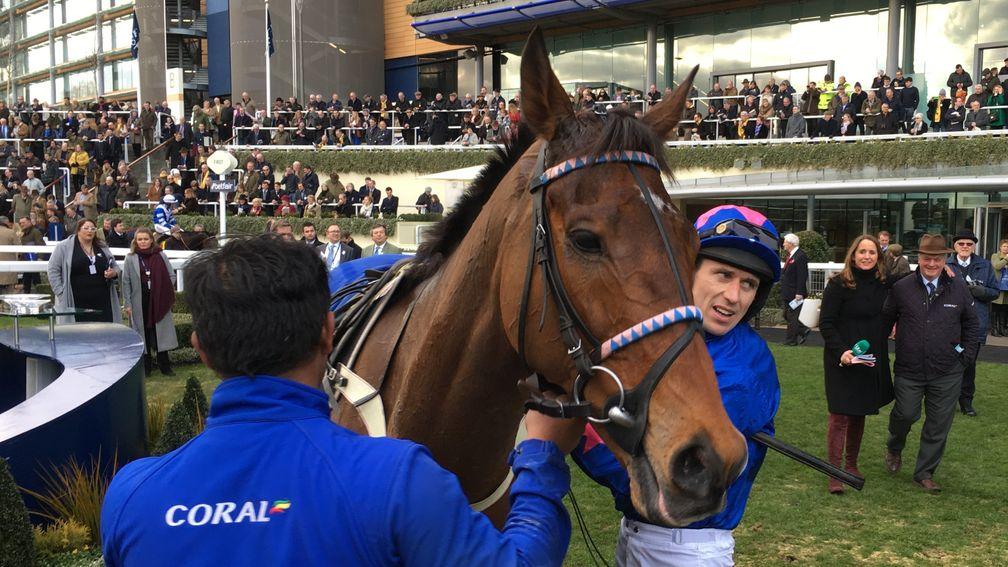 Paddy Brennan and Cue Card after their gallant second in the Ascot Chase on Saturday