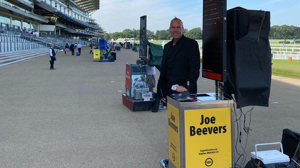 Punter, poker player and racecourse bookmaker Joe Beevers, pictured at his Ascot pitch