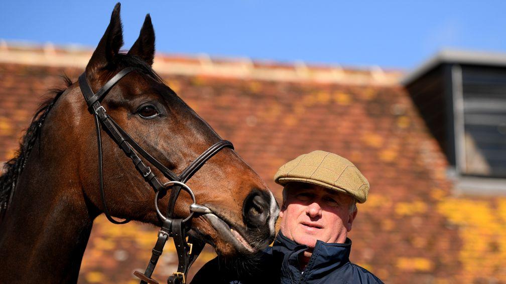 Paul Nicholls with Frodon: one of two who really took the trainer's eye in a workout at Wincanton