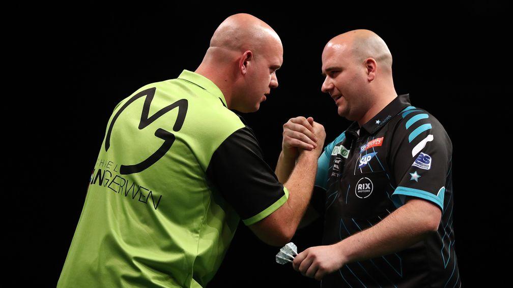 Michael van Gerwen (left) and Rob Cross have been handed contrasting draws at Ally Pally