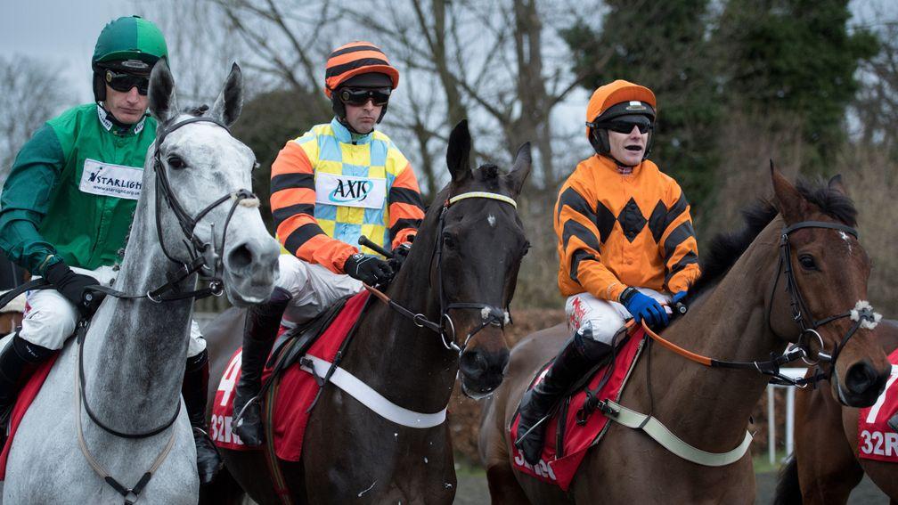 Bristol De Mai (left) with Might Bite and Thistlecrack (right) before the King George VI Chase at Kempton