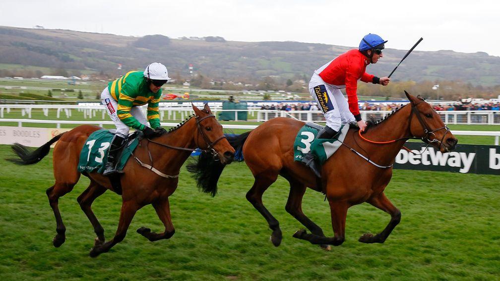 Envoi Allen (right) maintained his unbeaten record in the Champion Bumper