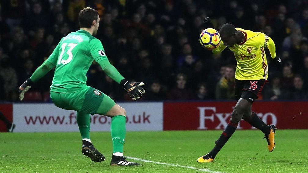Abdoulaye Doucoure scores Watford's equaliser against Southampton in January