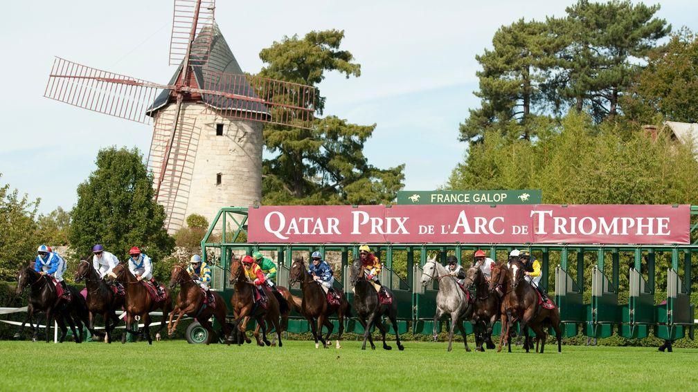 A handicap field leaves the stalls at Longchamp. In France only those horses who win in handicaps can have their ratings raised