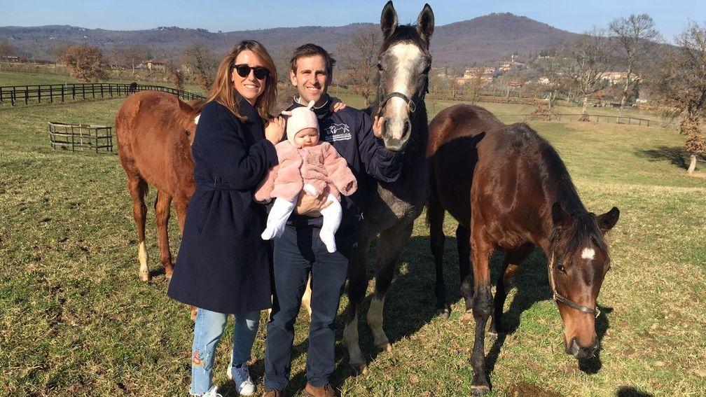 Auyantepui as a foal with Giovanni Parri, wife Francesca and their first child Violante