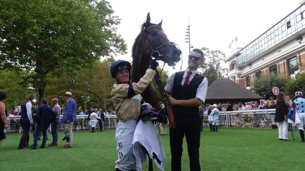 Hollie Doyle and Tempus after winning the Group 3 Prix Quincey at Deauville