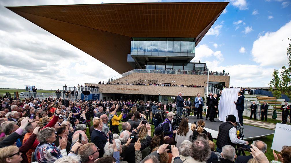 The Aga Khan opens the grandstand named in his honour at the Curragh along with the Taoiseach, Leo Varadkar