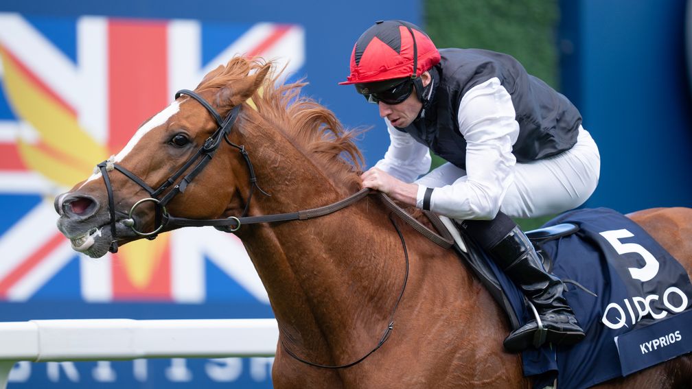 Kyprios (Ryan Moore) wins the Long Distance Cup at Ascot
