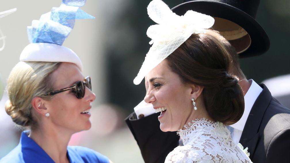 Zara Tindall (left) enjoys a day at Royal Ascot with the Duchess of Cambridge