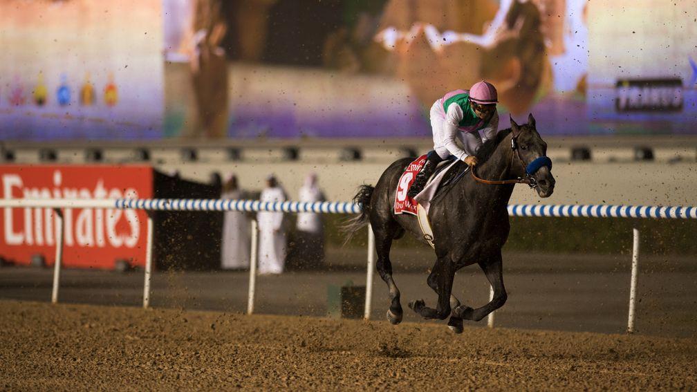 Arrogate: overcame a slow start to pass the entire field and win the 2017 Dubai World Cup