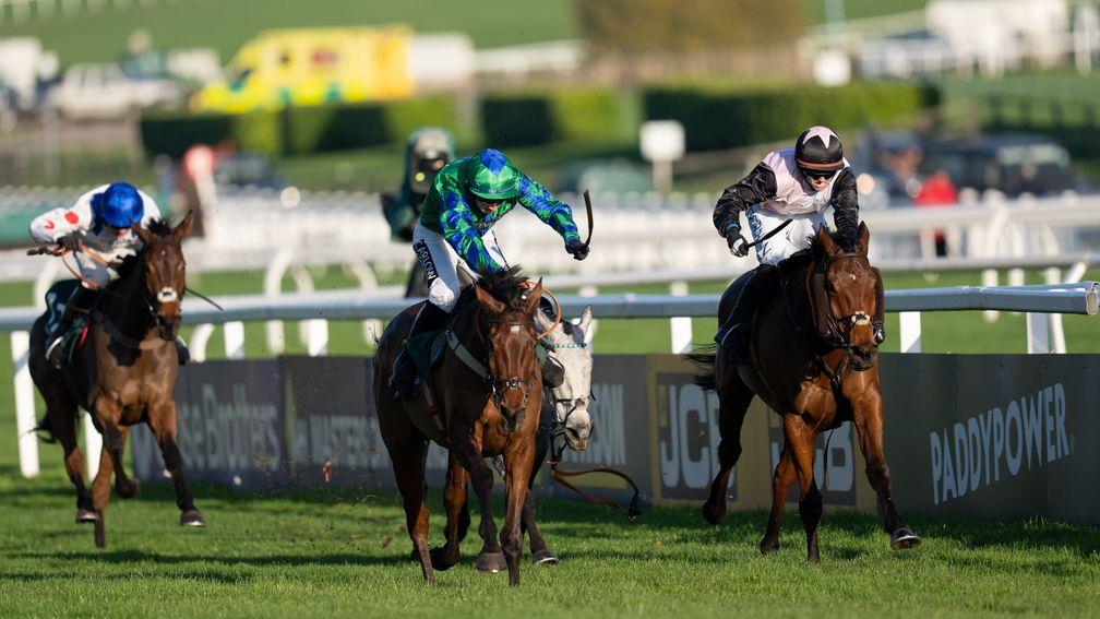 Ga Law (Jonathan Burke, left) beats  French Dynamite to win the Paddy Power Gold Cup