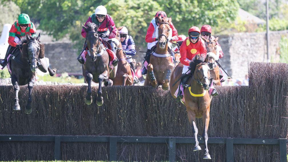 TONTO'S SPIRIT (Red Cap) ridden by Connor O'Farrell wins at Cartmel 31/5/21Photograph by Grossick Racing Photography 0771 046 1723