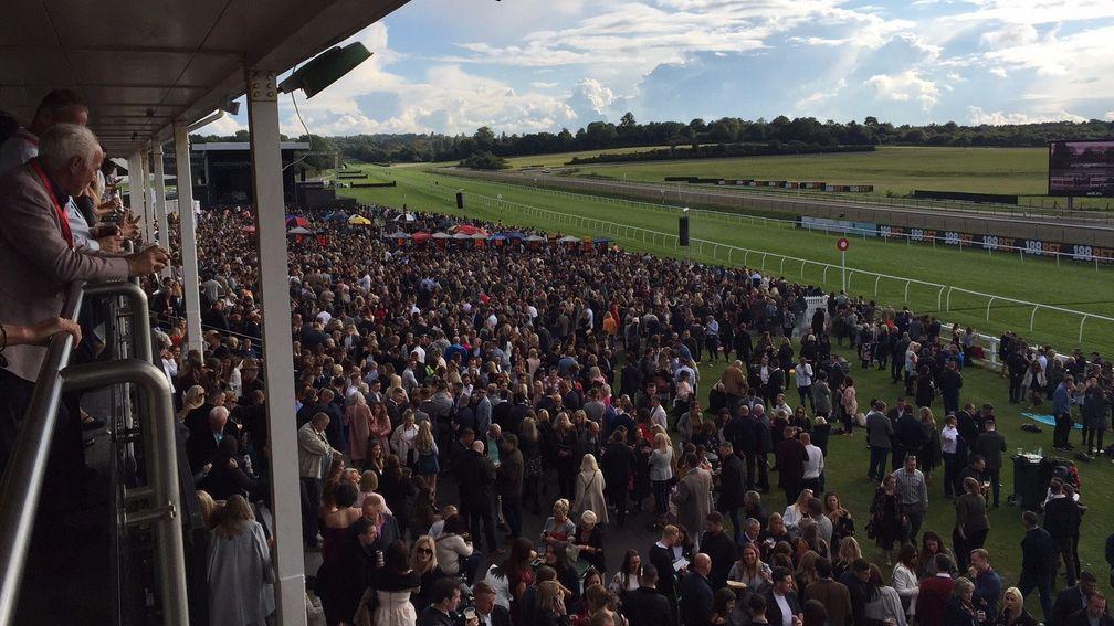 Lingfield: the packed crowds in the stands before watching Craig David perform after racing