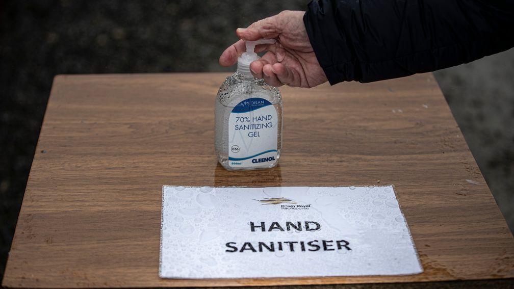 Hand sanitisers are being widely used at racecourses in Ireland throughout the coronavirus crisis