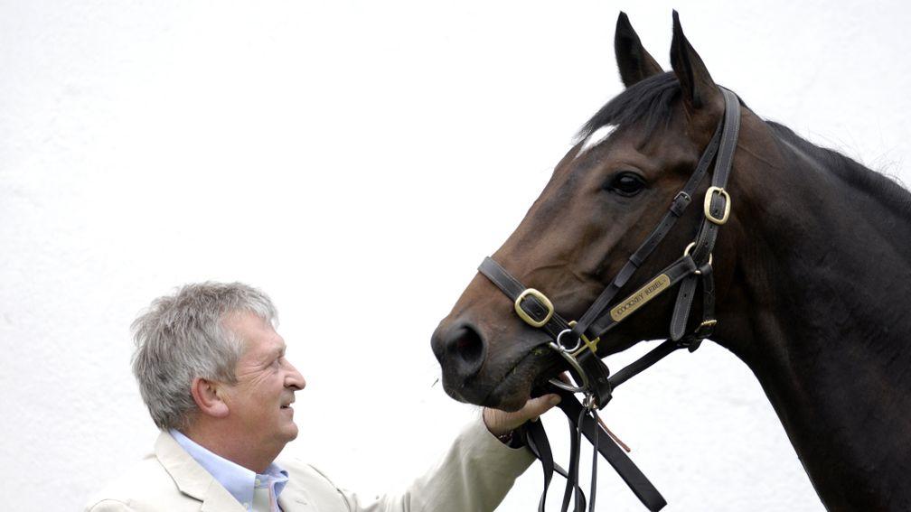 Cockney Rebel and trainer Geoff Huffer pictured at the National Stud