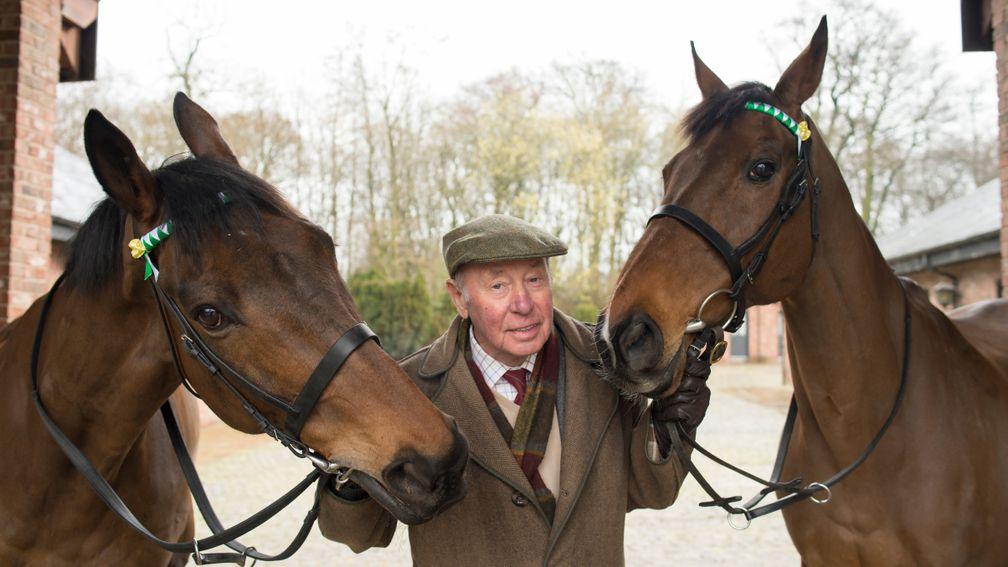 Trevor Hemmings at his Gleadhill House Stud with Grand National heroes Ballabriggs (left) and Hedgehunter
