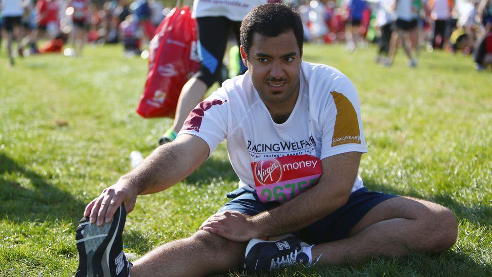 Quite a stretch: Sheikh Fahad convinced his racing manager and six of his trainers to run in the London Marathon in aid of Racing Welfare