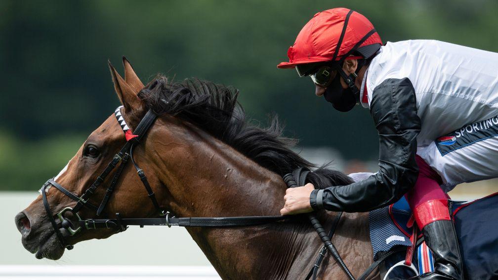 Frankie Dettori guides Frankly Darling home in the Ribblesdale Stakes at Royal Ascot