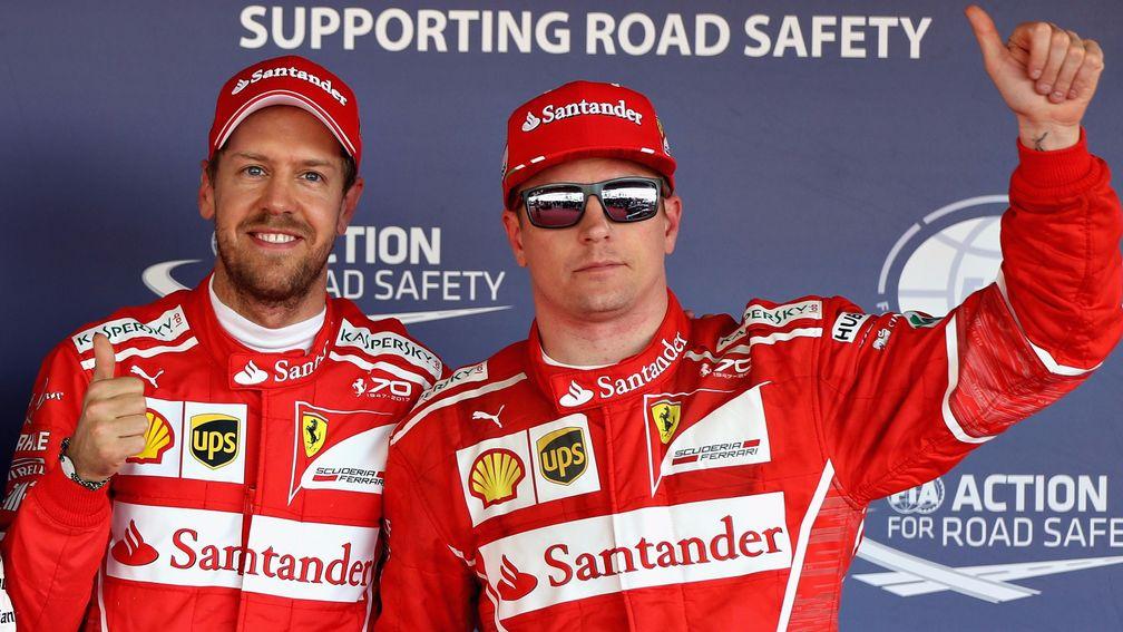 Ferrari drivers Sebastian Vettel (left) and Kimi Raikkonen will start from the front row in Sochi