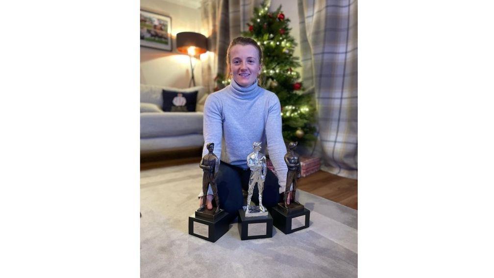 Prized possessions: Hollie Doyle with her trophies